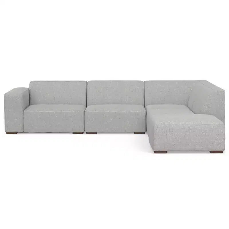 Divano componibile a L con pouf – Grigio chiaro