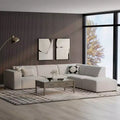 Divano componibile a L con pouf – Grigio chiaro