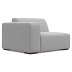 Divano componibile a L con pouf – Grigio chiaro
