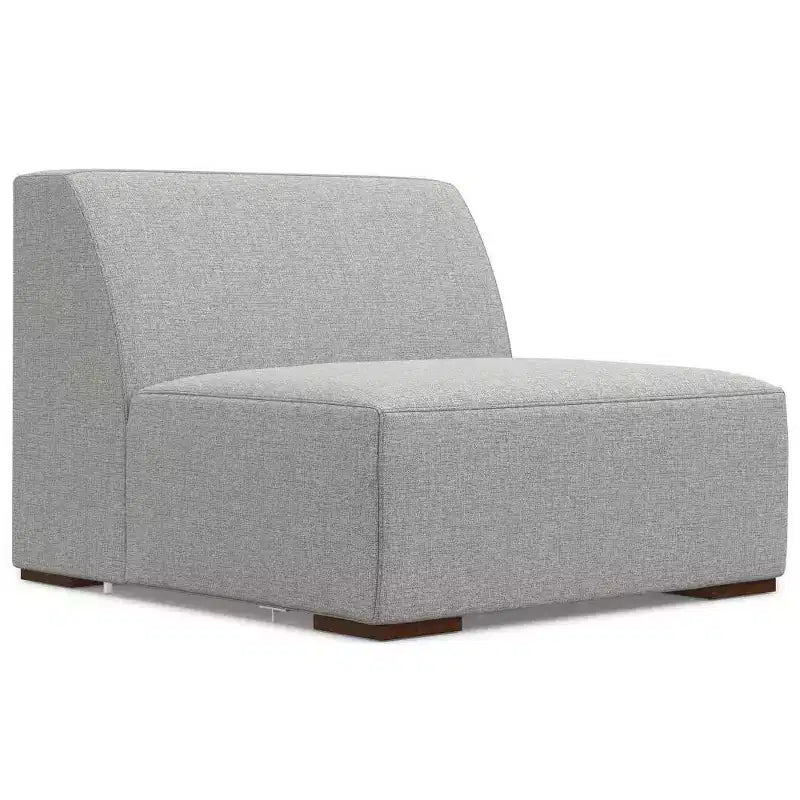Divano componibile a L con pouf – Grigio chiaro