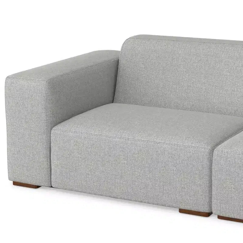 Divano componibile a L con pouf – Grigio chiaro