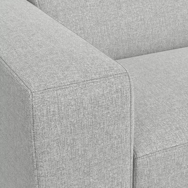 Divano componibile a L con pouf – Grigio chiaro