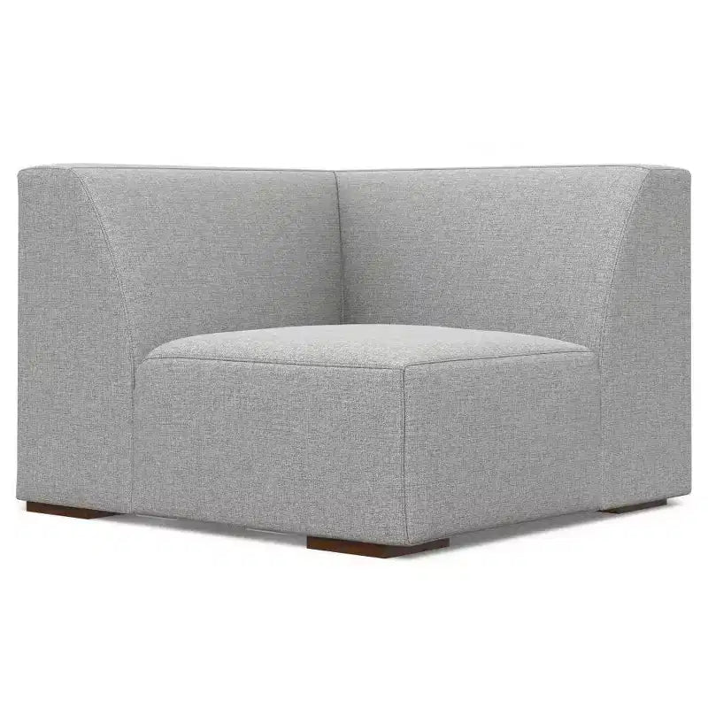 Divano componibile a L con pouf – Grigio chiaro