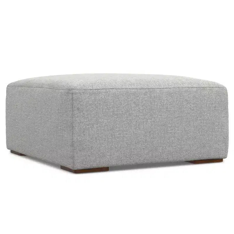 Divano componibile a L con pouf – Grigio chiaro