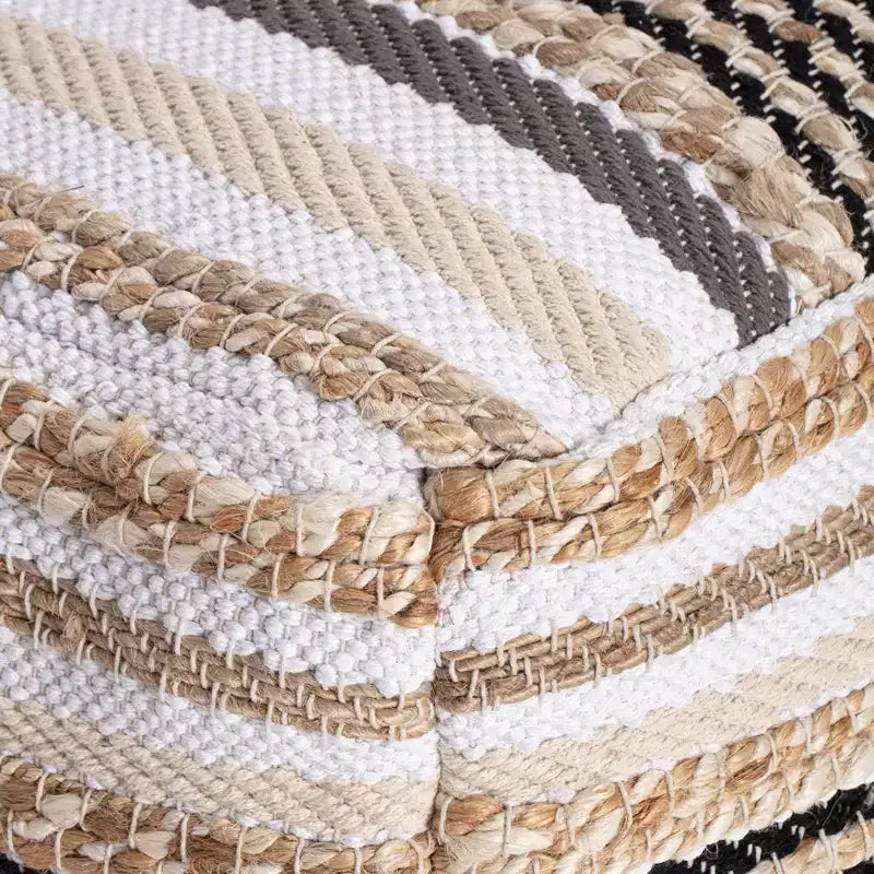 Pouf ottomano quadrato – Beige e Scala di grigi, Fodera rimovibile