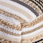 Pouf ottomano quadrato – Beige e Scala di grigi, Fodera rimovibile