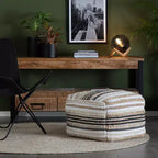 Pouf ottomano quadrato – Beige e Scala di grigi, Fodera rimovibile