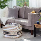 Pouf ottomano quadrato – Beige e Scala di grigi, Fodera rimovibile