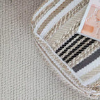 Pouf ottomano quadrato – Beige e Scala di grigi, Fodera rimovibile