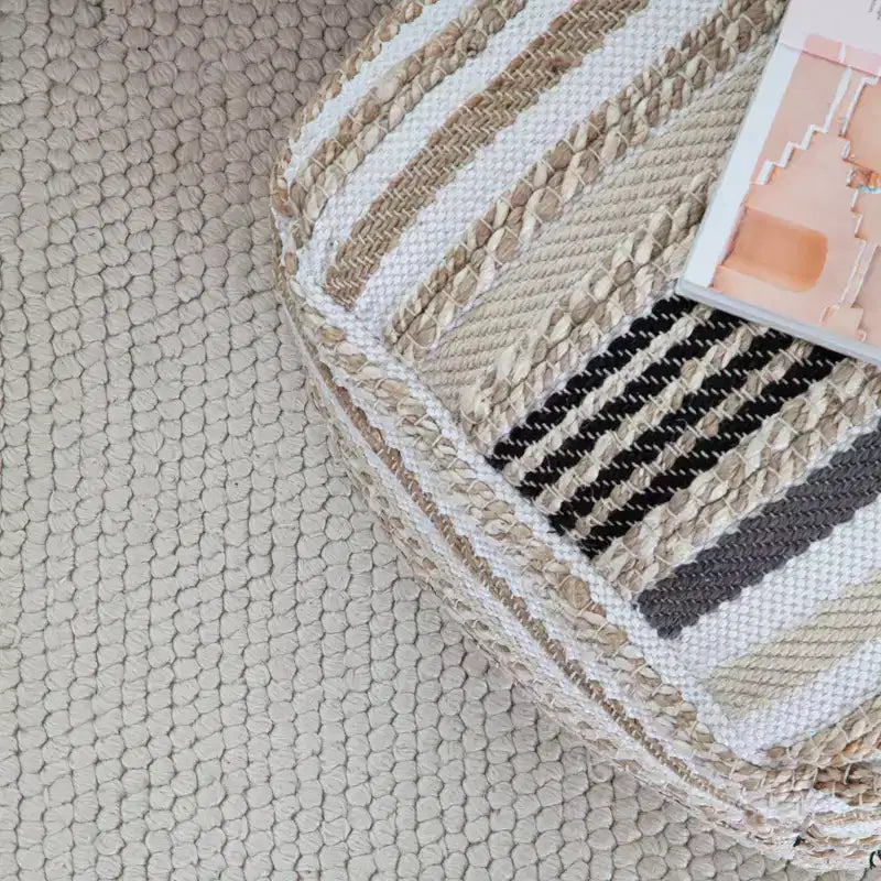 Pouf ottomano quadrato – Beige e Scala di grigi, Fodera rimovibile