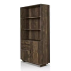 Libreria da 177,3 cm con armadietto e cassetti – Finitura in rovere rigenerato