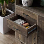 Libreria da 177,3 cm con armadietto e cassetti – Finitura in rovere rigenerato
