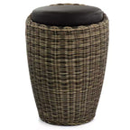 Pouf rotondo in vimini con contenitore