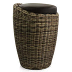 Pouf rotondo in vimini con contenitore