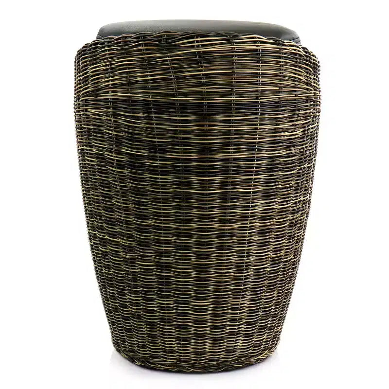 Round Wicker Ottoman with Storage
