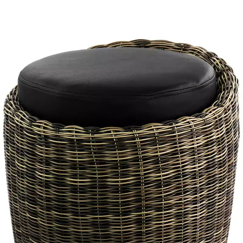 Pouf rotondo in vimini con contenitore