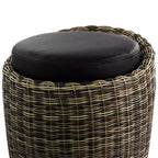 Pouf rotondo in vimini con contenitore