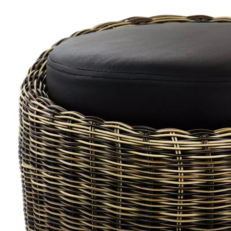 Pouf rotondo in vimini con contenitore