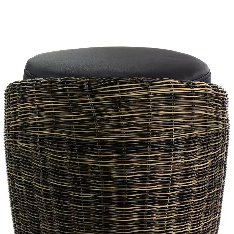 Pouf rotondo in vimini con contenitore