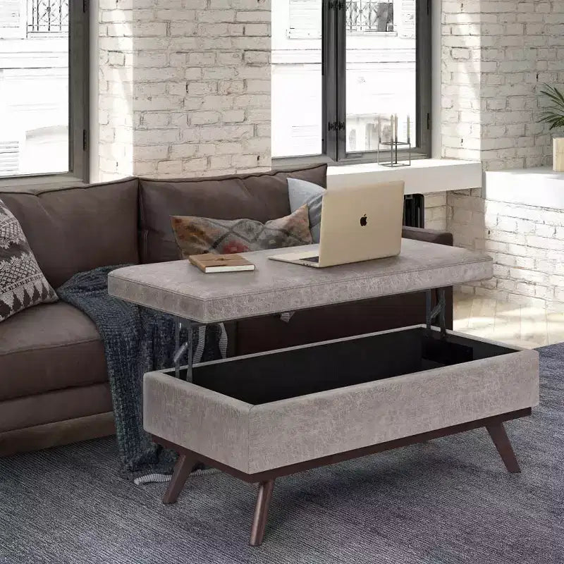 Tavolino contenitore/pouf grande con piano sollevabile