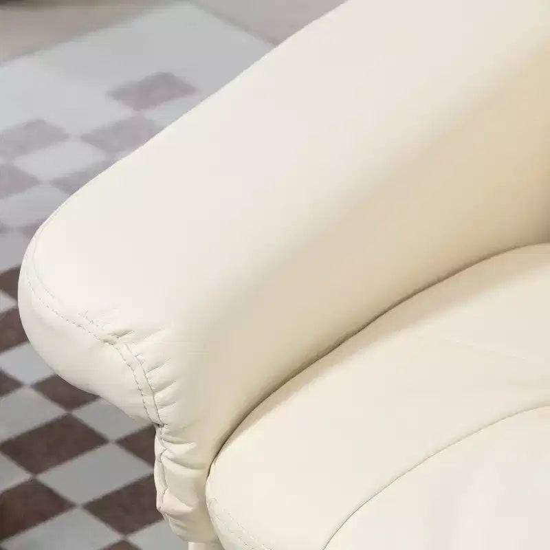 Poltrona Reclinabile Girevole con Poggiapiedi e Ottomana, Ecopelle, Girevole a 360°, Schienale Regolabile per Soggiorno e Camera da Letto