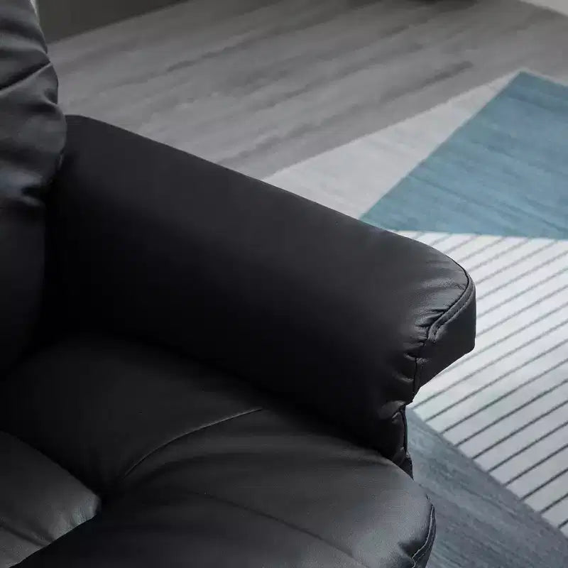 Swivel Recliner Chair with Ottoman and Footrest, PU Leather, 360° Rotation, Adjustable Backrest for Living Room and Bedroom