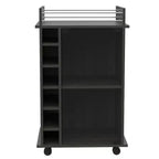 Carrello portatile mobile bar con anta in vetro, 4 ruote, 2 ripiani e 6 scomparti