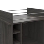 Carrello portatile mobile bar con anta in vetro, 4 ruote, 2 ripiani e 6 scomparti