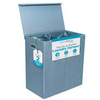 BirdRock Home Double Linen Laundry Hamper with Lid and Removable Liner - Light Blue