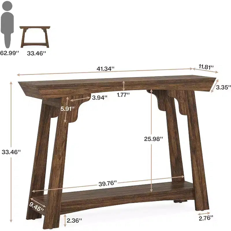 2-Tier Narrow Wooden Console Table