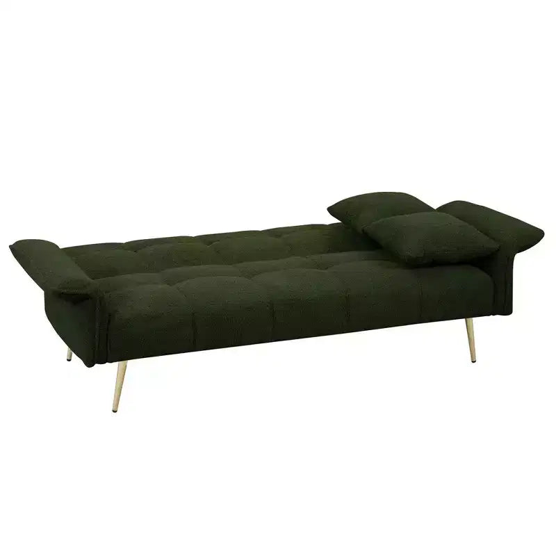 Divano Letto Convertibile con Rivestimento in Velluto, Futon Pieghevole per Soggiorno o Camera da Letto