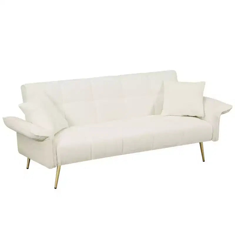 Convertible Sofa Bed with Velvet Upholstery, Folding Futon Sleeper for Living Room or Bedroom