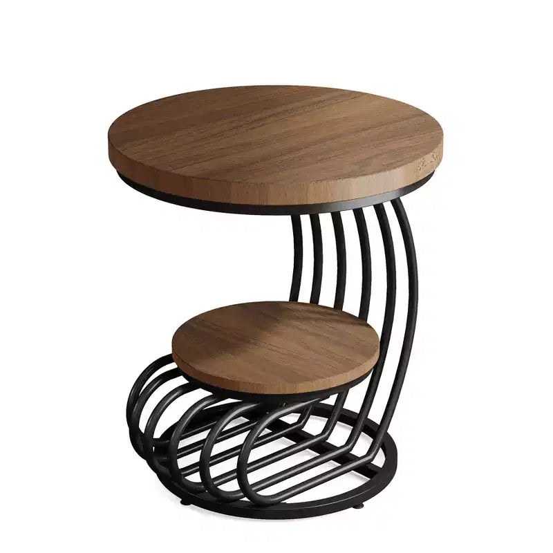 2-Tier Round End Table with Storage Shelf
