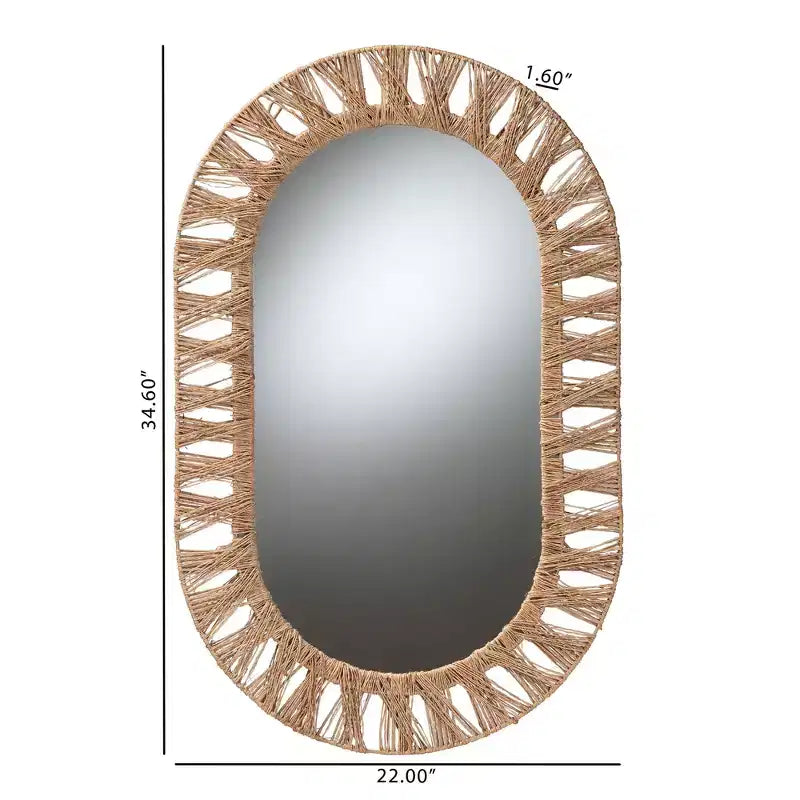 Geona Oval Seagrass Accent Wall Mirror